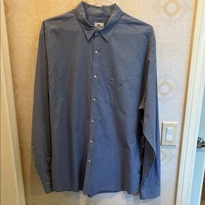 Lacoste Men's Blue Plaid Button Up Shirt Classic Fit Size 44
